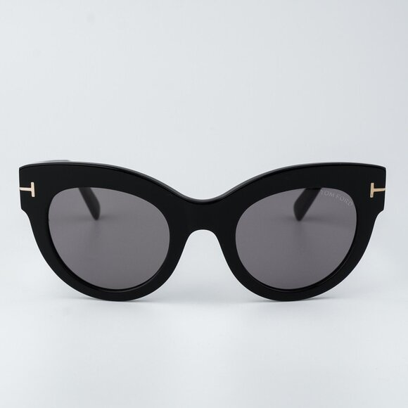 Tom Ford Women Sunglasses LUCILLA Shiny Black Smoke Mirror Cat Eye FT1063/S 01C - Picture 3 of 12